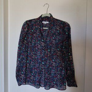 Gerard Darel Paris Paisley Pint Blouse Shirt Blue Size 40